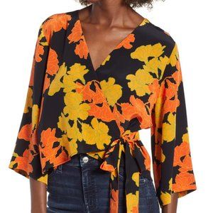 Big Bloom Tie Wrap Blouse